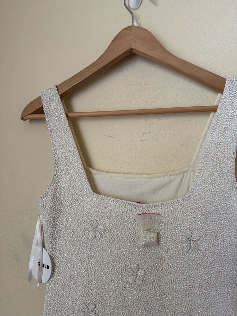 Staud New Le Sable Ivory Cream Mini Dress Small - Picture 9 of 14